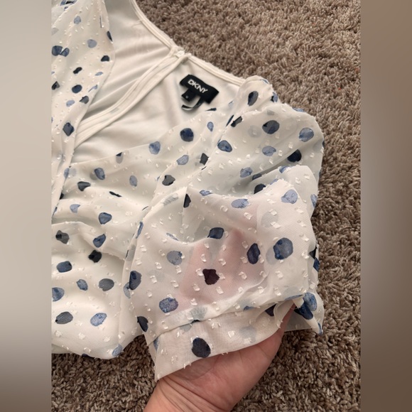 DKNY White and Blue Polka Dot Maxi Dress - Picture 7 of 7